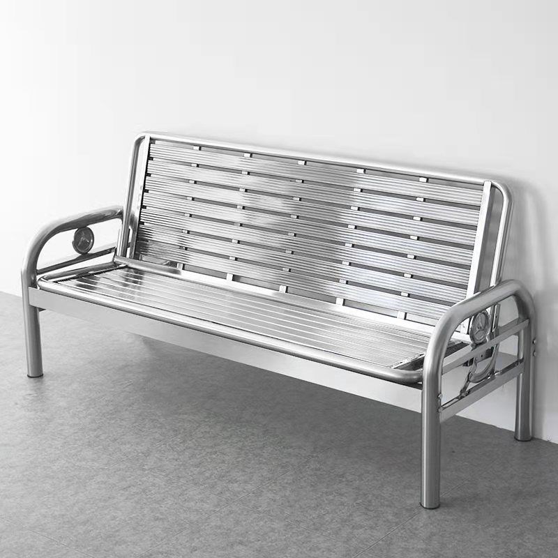 304不锈钢沙发床排椅可折叠多功能两用简易户外沙V发工业风长椅子