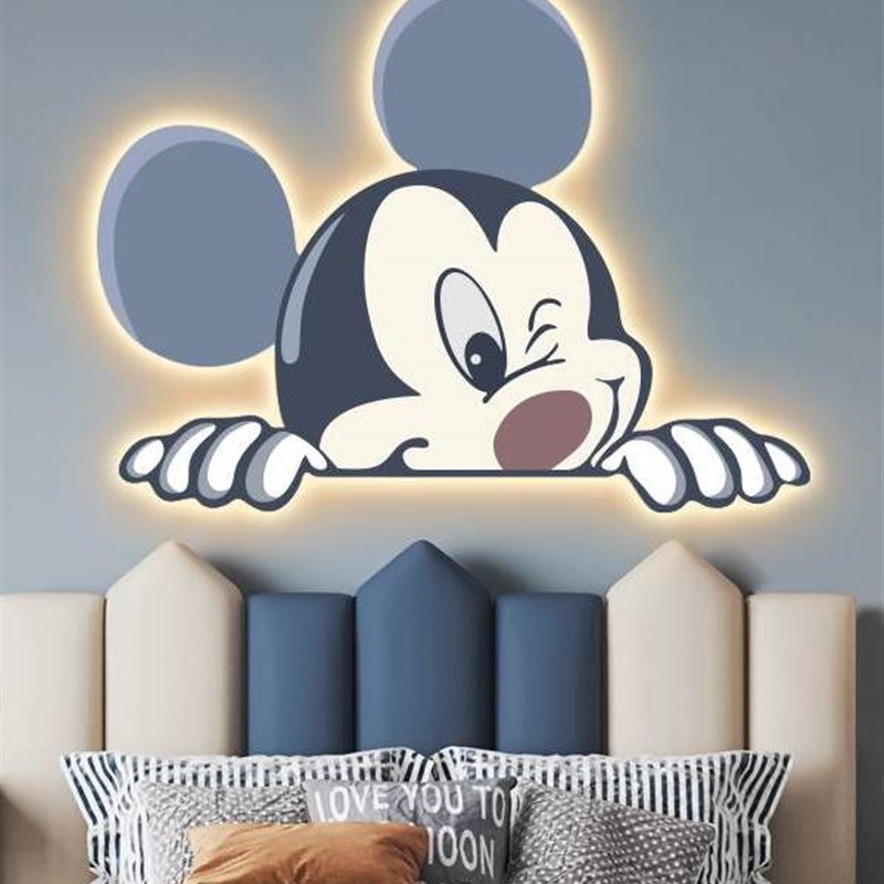 粉色主卧装饰画lemd灯潮流壁画儿童房女孩公主房卧室发光床头挂画