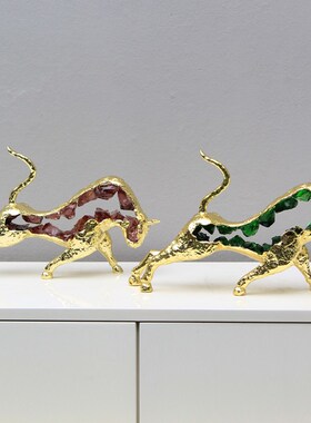 现代简约黄铜狮子装饰品摆件书A柜酒柜装生肖工艺品客厅桌面摆设