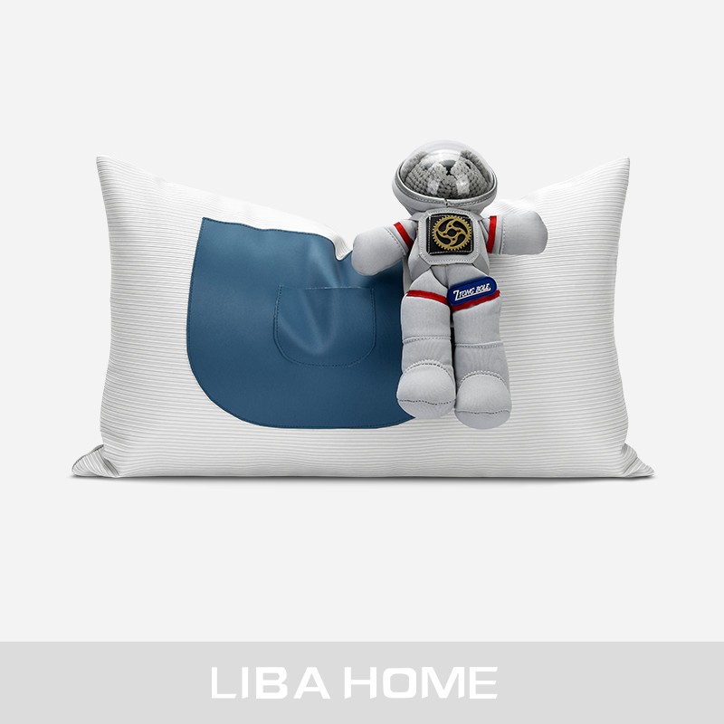 沙发样板房北欧ins轻奢u风简约现代灰蓝色创意太空人定制抱枕靠垫
