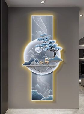 【2411人收藏】玄关led灯光入户挂画走廊过道装饰画轻奢挂画高档