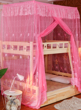 子母床蚊帐一体式上l下n铺12m15米梯形上下床家用双层儿童床蚊帐
