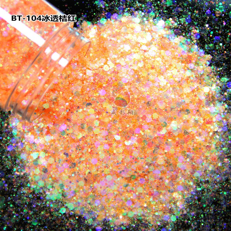 冰透金葱粉混合闪粉亮片碎冰冰美甲流E沙工艺品滴胶PET幻彩金葱粉