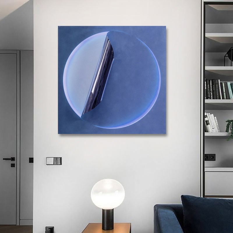 客厅LED发光不锈钢装q饰画简约卧室客厅立体挂画轻奢样板间实物画