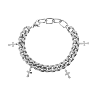 钛钢十字架古巴手链ins男女潮牌复古冷淡风嘻哈情侣手饰小众配饰