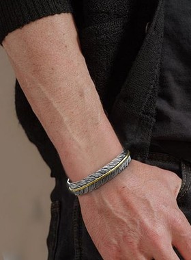 羽毛手镯复古日式开口可调节