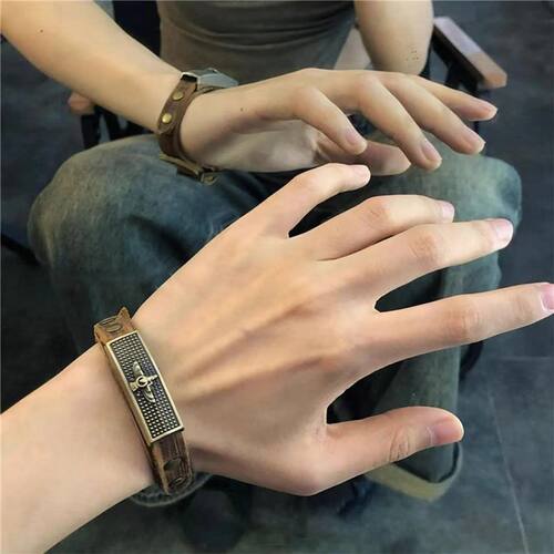 日韩系复古小众百搭皮革手环