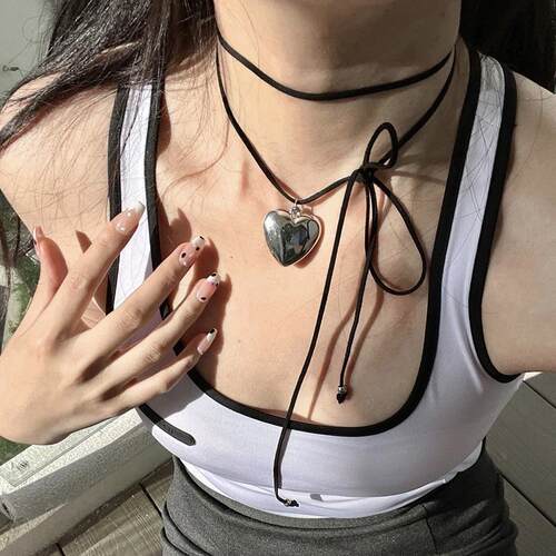 穿搭项链女ins性感系带蝴蝶结