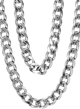 钛钢不掉色粗链子古巴链项链男潮