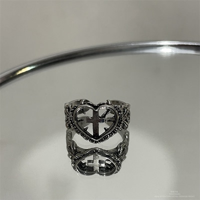 原创小恶魔之心十字架戒指
