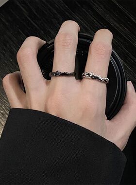 原创非黑即白碎闪戒指小众设计