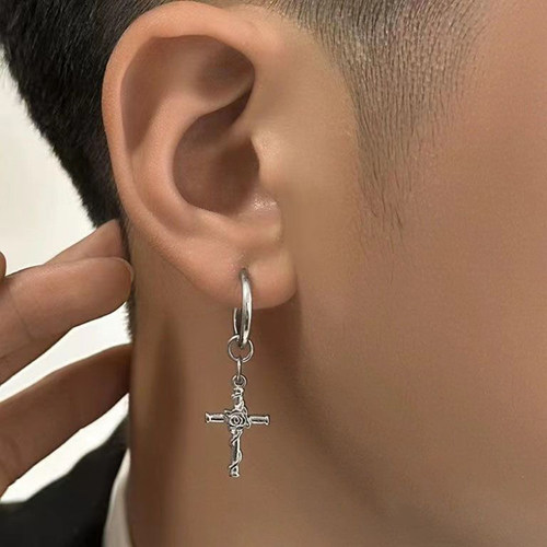 潮流男士耳夹小众潮男耳钉黑色