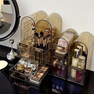 透明收纳盒化妆品大容量梳妆台桌面口红化妆刷护肤品化妆盒置物架