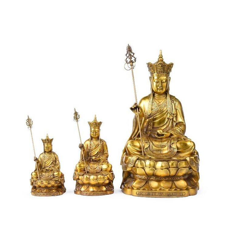 新款地藏王佛像全铜九华山娑婆三圣佛像摆件居家装饰品中式工艺品