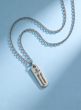 土星项链vintage中古做旧小众设计简约文字方块ins项链