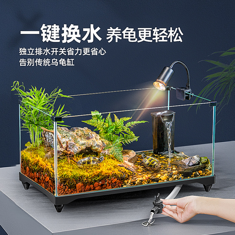 乌龟生态饲养缸水陆缸带晒台绿植