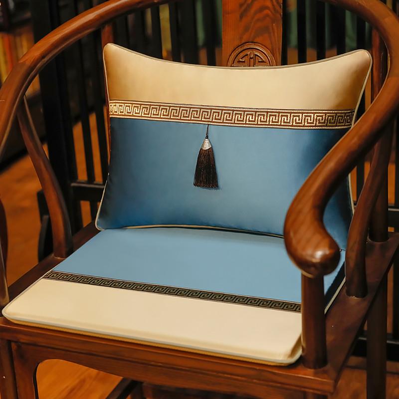 新中式简约餐椅垫刺绣官帽椅太师椅圈椅垫红木沙发椅子垫坐垫定制
