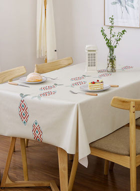 梦蜓桌布布艺防水i防油免洗餐桌布长方形台布PVC餐桌垫子140*180c