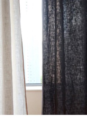 北欧落简约现代h灰IRD色黑白色纯色苎半麻亚麻遮光地窗帘饰布装艺