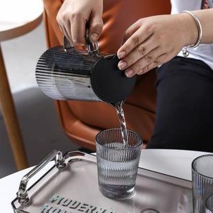 家用耐高温喝水杯冷水壶客厅茶杯茶壶高颜值杯子 轻奢玻璃水具套装