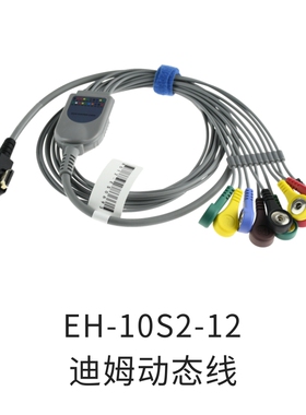 兼容迪姆DMS 心电导联线 Holter动态心电导联线 10导扣式