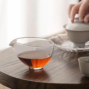 叶屿玻璃公道杯半月手工高硼硅茶具耐热茶海分茶器家用加厚煮茶杯