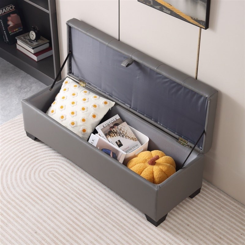 流行沙发收纳g两用简单现代松木换鞋凳设备齐全的长方形收纳凳