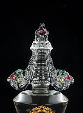 水晶舍利塔菩提塔 藏传佛堂用品 舍利M佛塔 噶当塔 带灯光