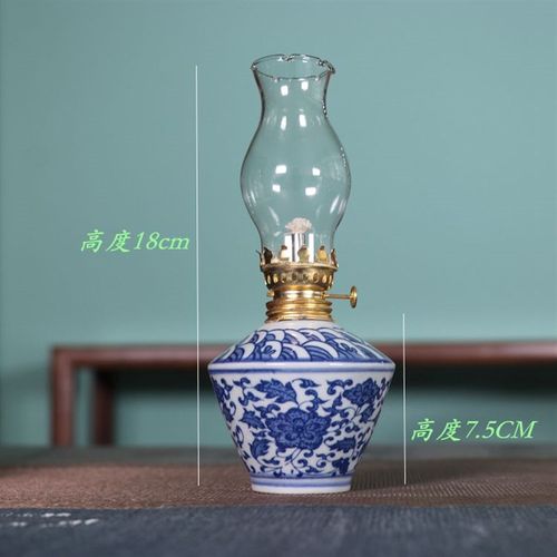 景德镇陶瓷酥油灯勾起童年v回忆爆改煤油灯复古青花缠枝茶具摆件