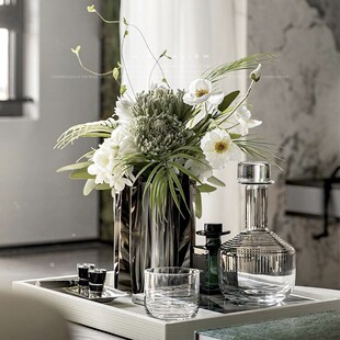 北欧轻奢高级感不锈钢p花瓶摆件客厅插花装饰品高级感家居装饰摆