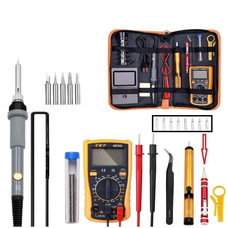 19合1电烙铁万用表套装60W可调烙铁焊锡工具套件EU/US/UK/AU调温
