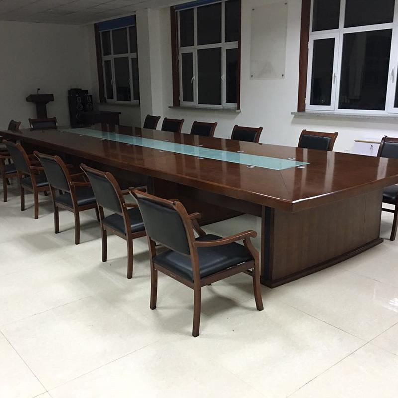 沈阳烤漆会议桌长圆桌简约现代长方形大型会议室桌椅组合20人