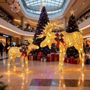 temu电商圣诞热卖装饰品LED发光麋鹿摆件大型节日灯饰