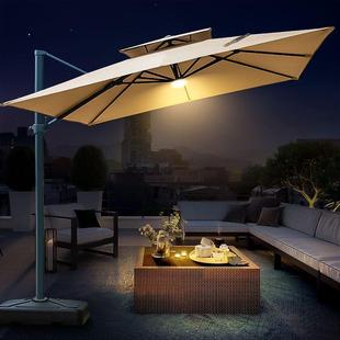 户外遮阳伞庭院太阳伞摆摊罗马伞阳台露台花园太阳能灯伞别墅岗亭