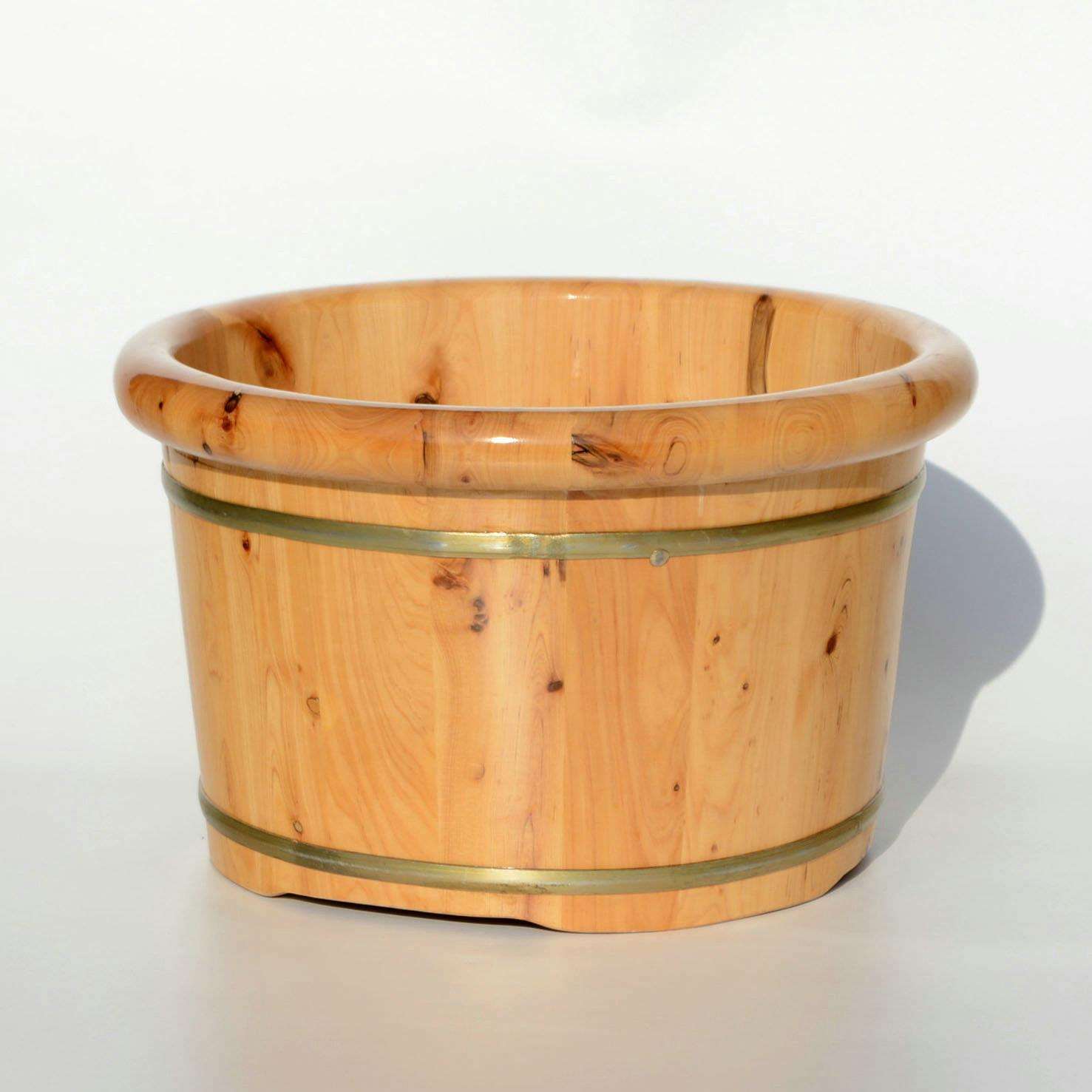 香柏木足浴泡脚桶木桶木质家用洗脚木盆实木泡脚盆按摩26cm圆边