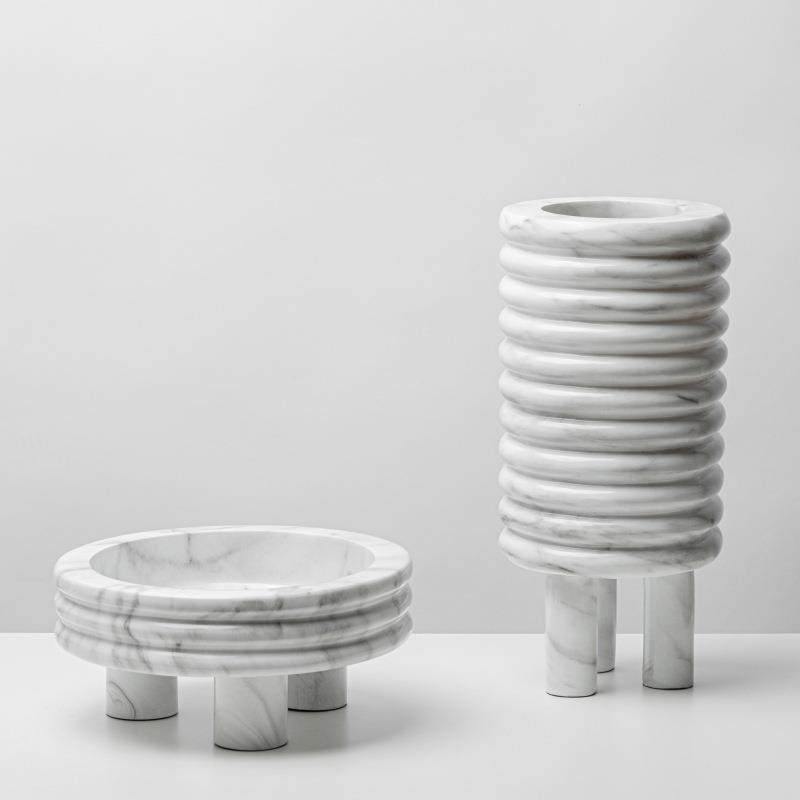 现代简约创意树脂线圈花瓶花器软装样板房售楼部桌面大理石纹饰品,纺织面料/辅料/配套,纺织机械配件,淘宝优惠券,粉丝福利购,淘宝优惠卷