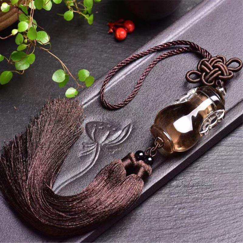 天然茶黄水晶雕宝瓶搭配手工编织流苏中国结车挂平安瓶挂饰,纺织面料/辅料/配套,纺织机械配件,淘宝优惠券,粉丝福利购,淘宝优惠卷