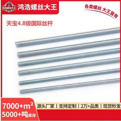 国标镀锌螺杆牙条天宝4.8级丝杆M3/4/5/6/8/10/16/48-1-4米