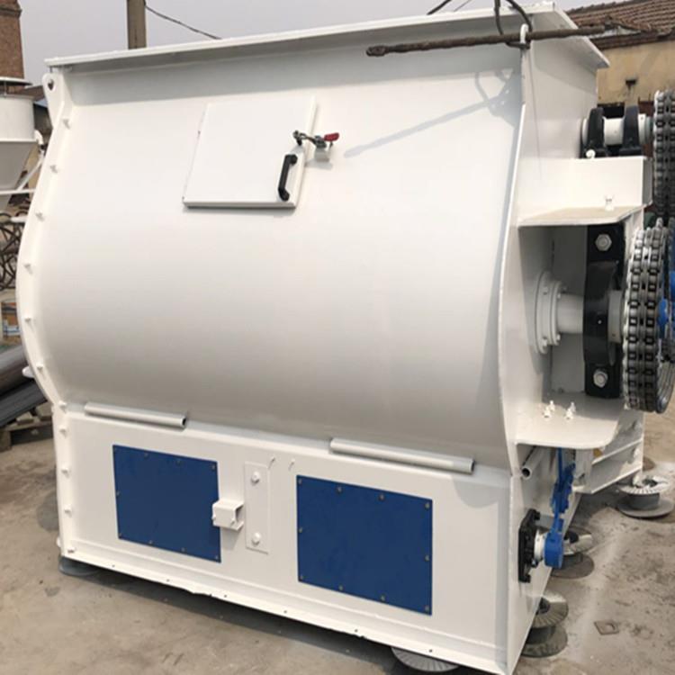 干粉饲料双轴桨叶式高效混合机饲料加工成套设备高效搅拌机