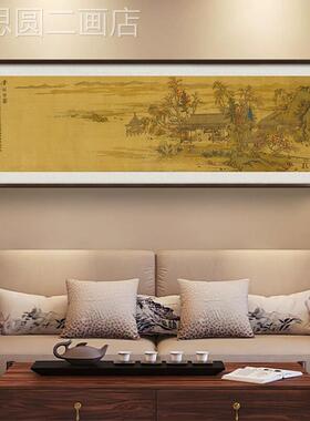 沙鹤听琴图新中式茶室挂画客厅发背景墙装画仿亭饰台楼阁古山水画