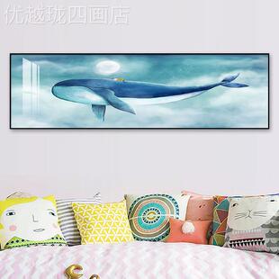 网红儿童卧房床头装饰画约画室创意墙面女孩房间温馨壁画现挂代简