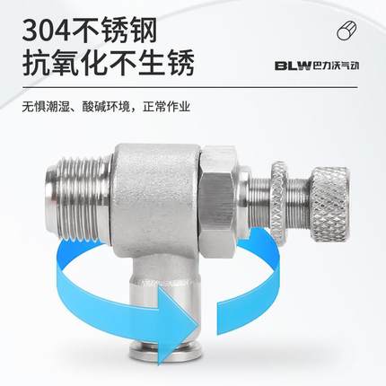 304不锈钢节流阀6-01/8-01/10-02316不锈钢单向调节阀