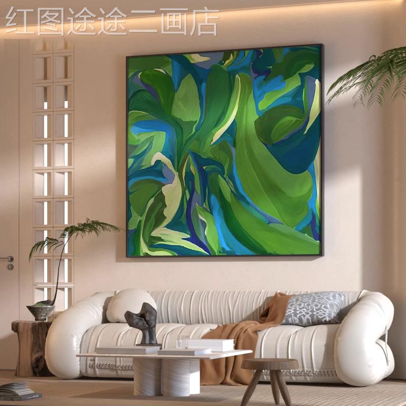 网红红色象中古风客抽书房玄代关厅装饰画艺术复背古景墙壁现方形图片