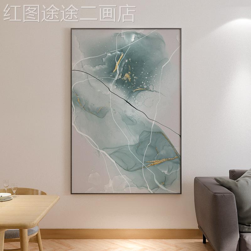 网红手绘象油画抽艺景术破裂装饰画画客厅卧室玄关走廊过道背墙轻图片