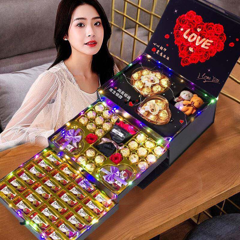 德芙巧克力礼盒装糖果送男女朋友老婆表白爱心玫瑰花生日礼物零食