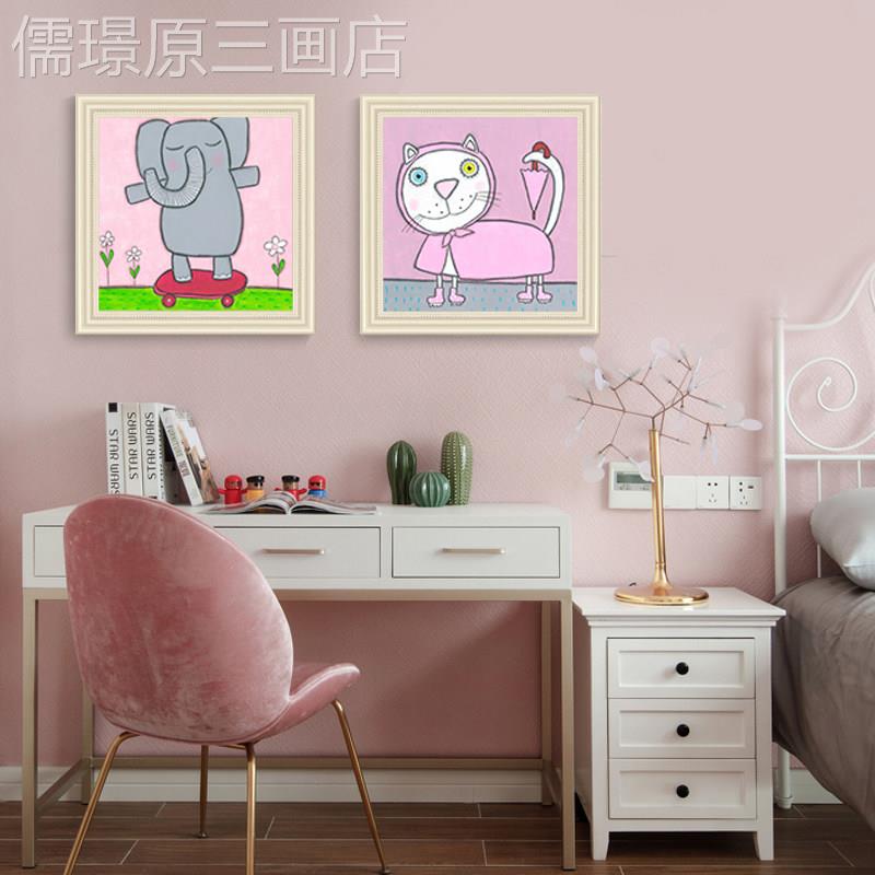 童房装饰美式通温馨简美动物可爱男儿画孩房间挂画女孩卧室墙卡画