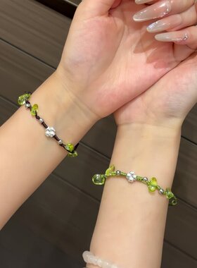 四叶草手绳森系小众设计百搭气质ins风精致细款手工编织情侣手链