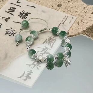 新中式国风小众设计显白气质绿色复古串珠闺蜜手链高颜值配饰