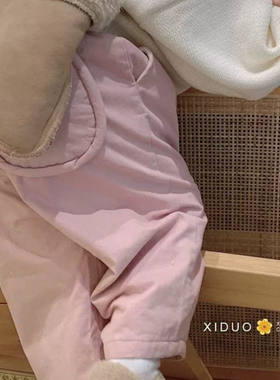韩国童装女童粉色长裤秋冬季儿童保暖棉裤休闲裤加绒哈伦裤