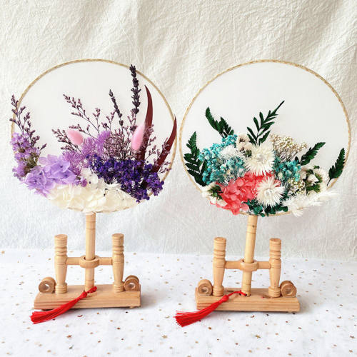 永生花A款团扇蒲扇干花材料包教师节手工制作插花压花材真花礼盒